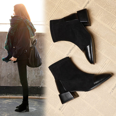 Women"s Short Boots Autumn And Winter New Versatile Thick Heel Shoes