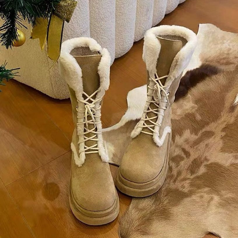 Women's Fashion Casual Simple Warm Platform Snow Boots